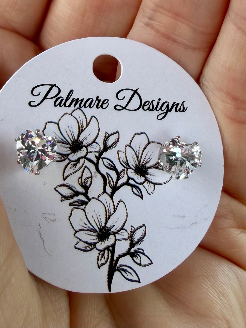 Clear Crystal Heart Stud Earrings